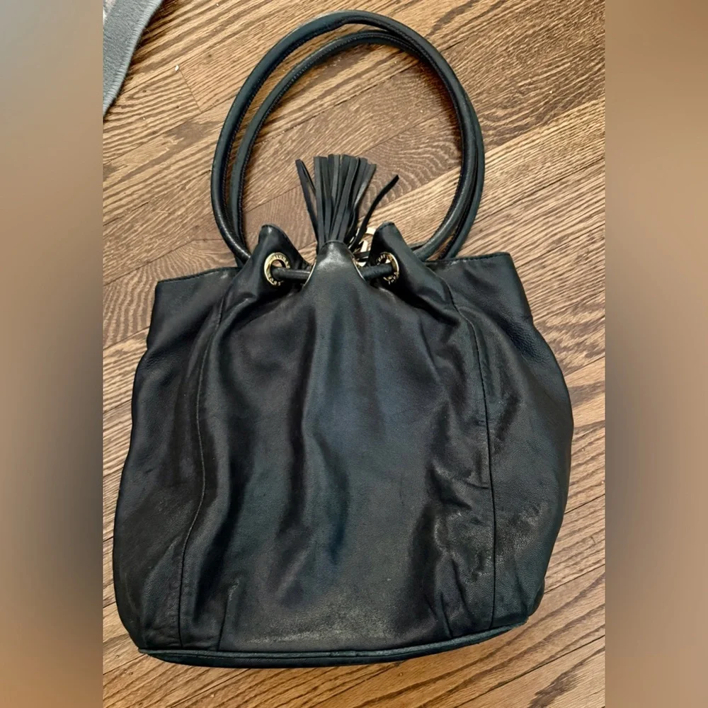Michael‎ Kors Black Leather Handbag with Gold Accents